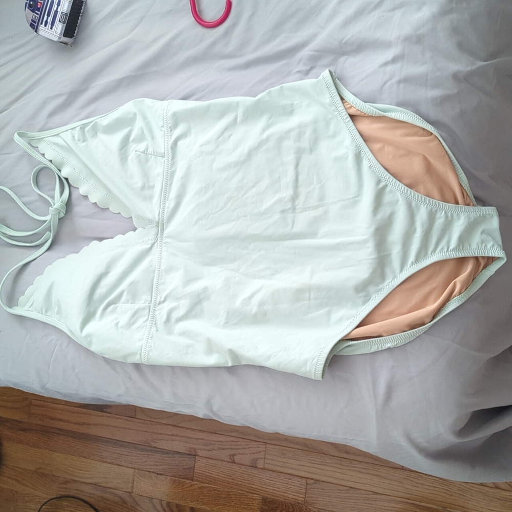 J. Crew Halter Scallop One Piece Swimsuit